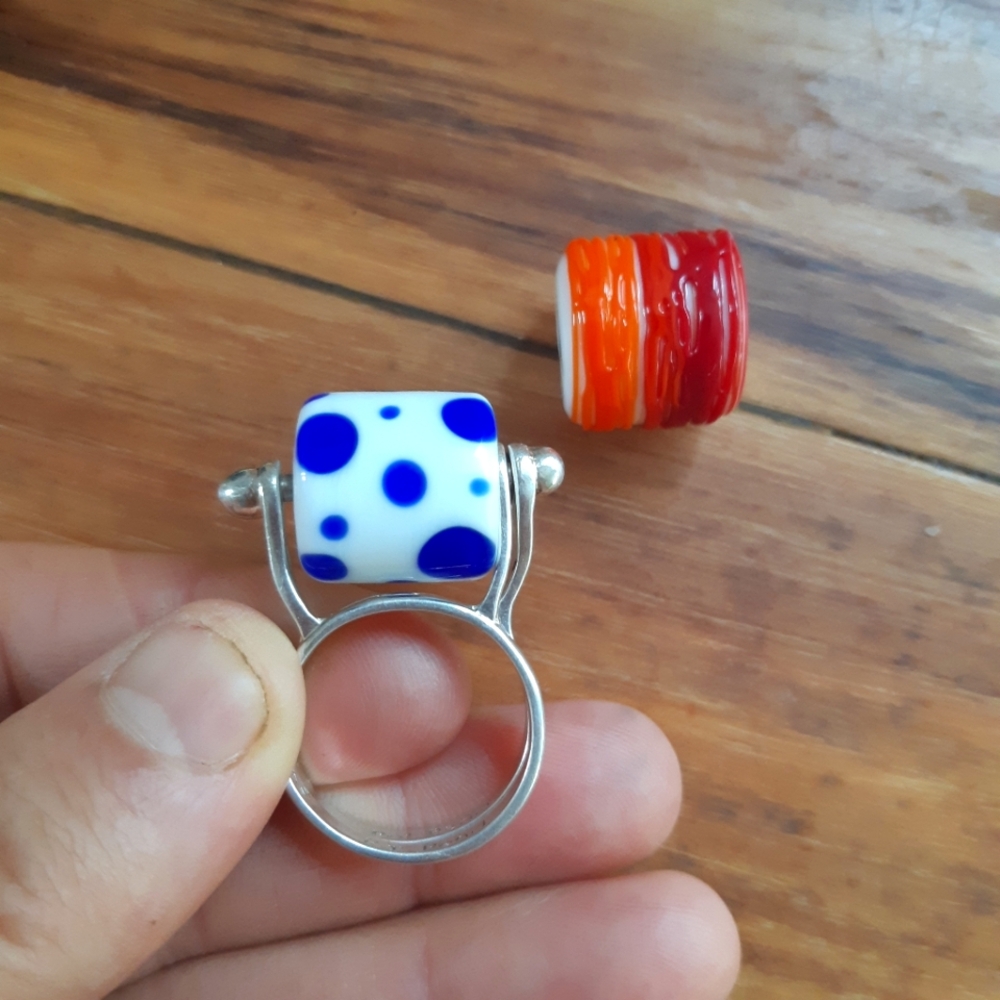 925 Barrel Bead Fidget Spinner Ring Size 8 Interchangeable Beads